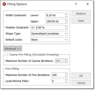 Fitting Options window