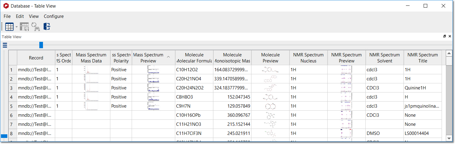 Table ViewDB