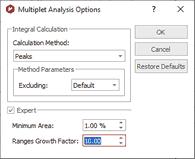 multiplet analysis options