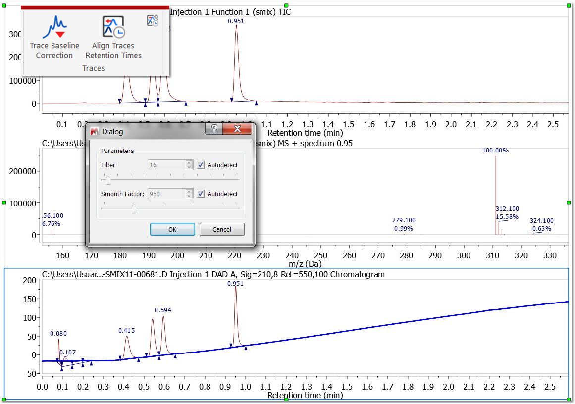 Trace baseline correction